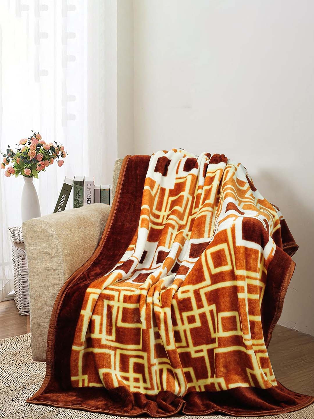 

bsb home Brown & Yellow Mink Mild Winter 300 GSM Single Bed Blanket
