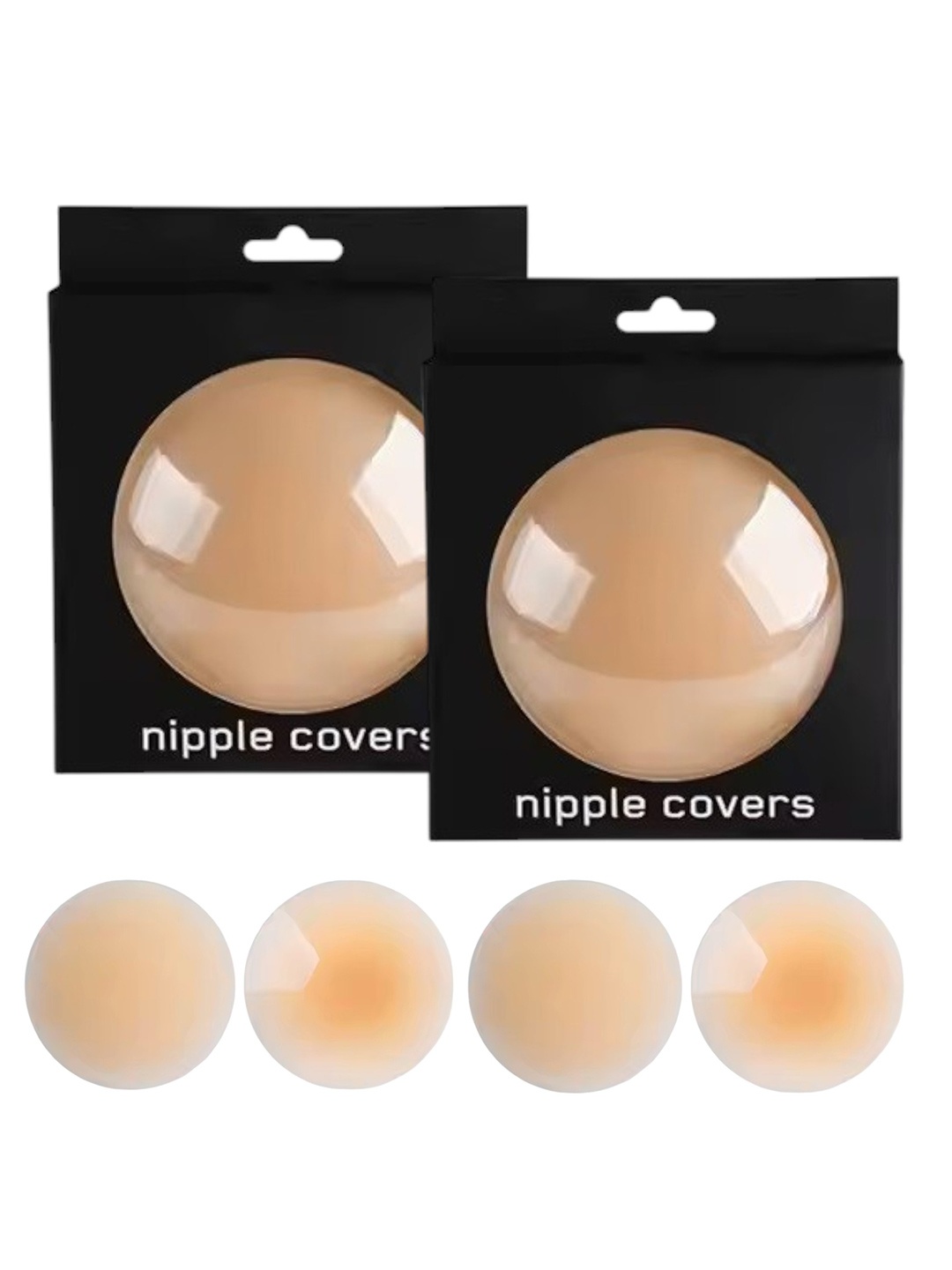 

PLUMBURY Set of 2 Non Adhesive Reusable Stick On Silicone Nipple Cover Pasties, Nude