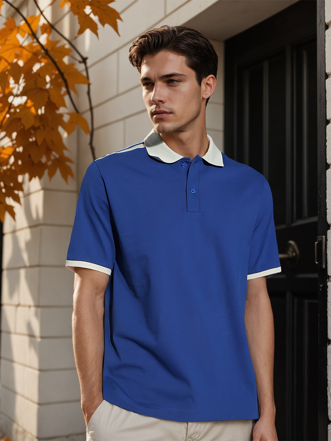 

H&M Half Sleeve Cotton Polo T-Shirt, Blue