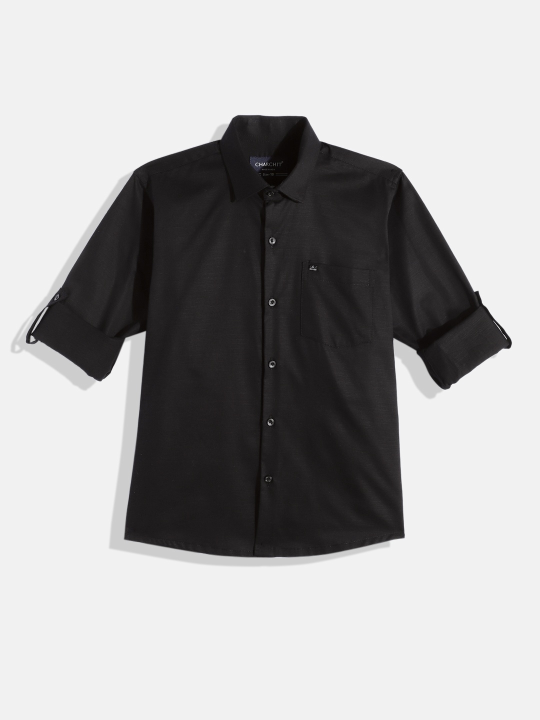 

CHARCHIT Boys Comfort Pure Cotton Casual Shirt, Black