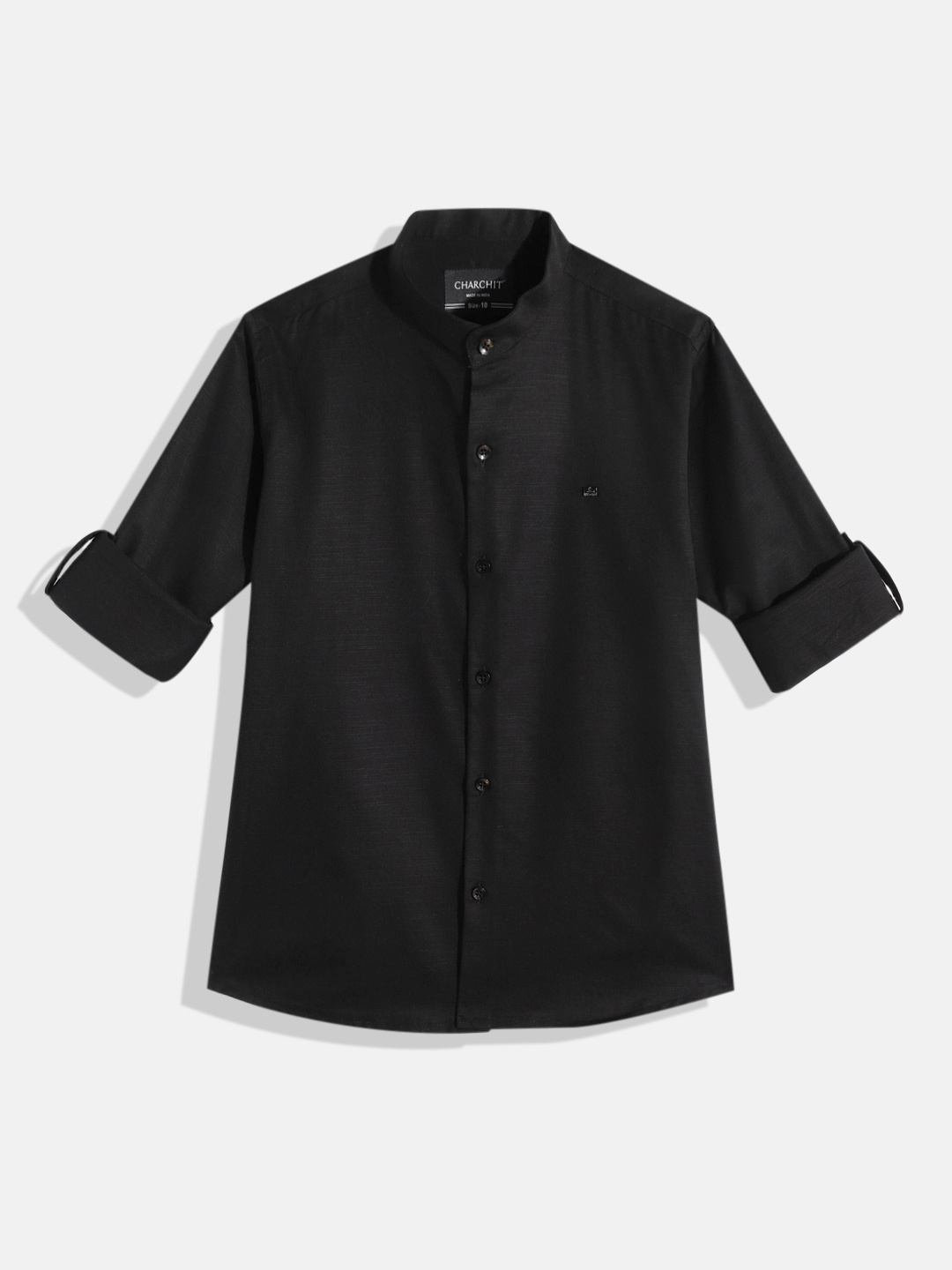 

CHARCHIT Boys Comfort Pure Cotton Casual Shirt, Black