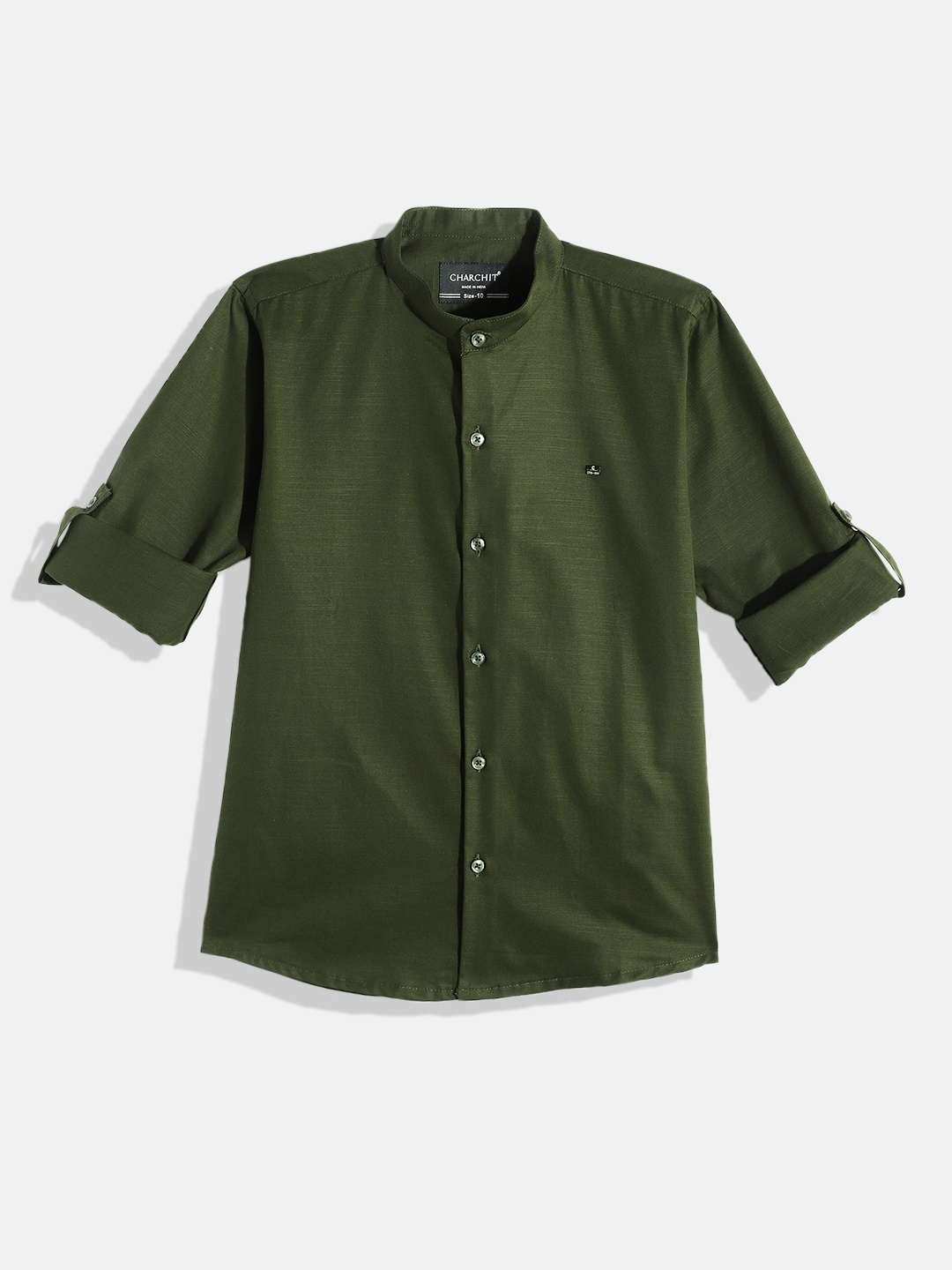 

CHARCHIT Boys Comfort Pure Cotton Casual Shirt, Green