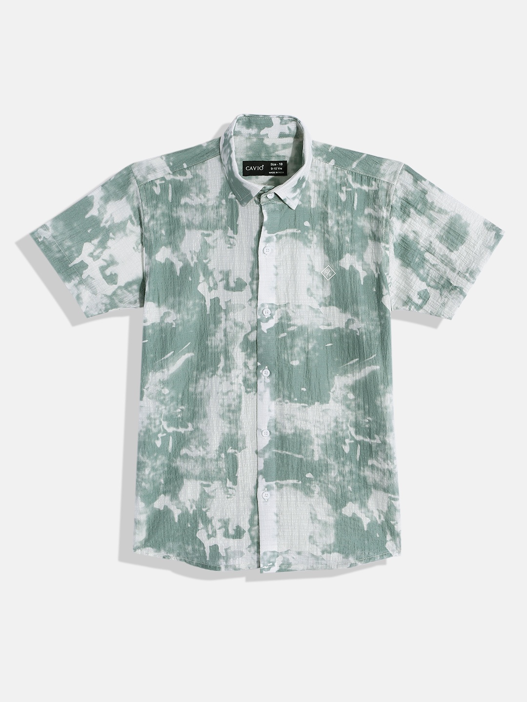 

CAVIO Boys Comfort Tie and Dye Pure Cotton Casual Shirt, Green