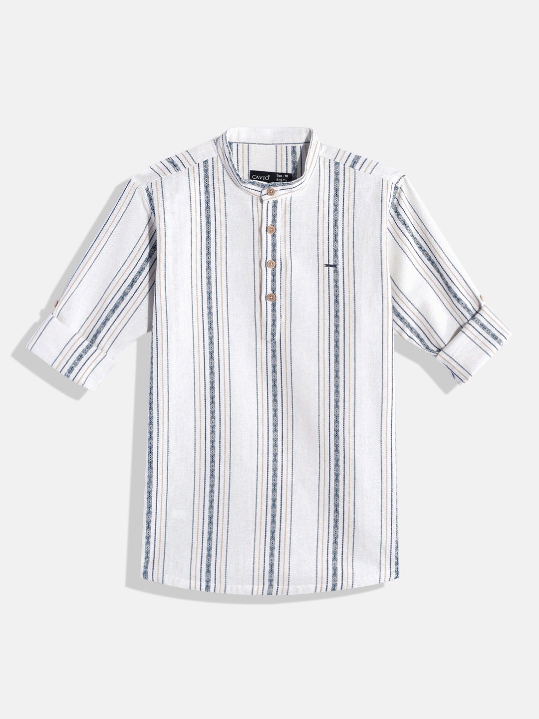 

CAVIO Boys Comfort Striped Pure Cotton Casual Shirt, Grey