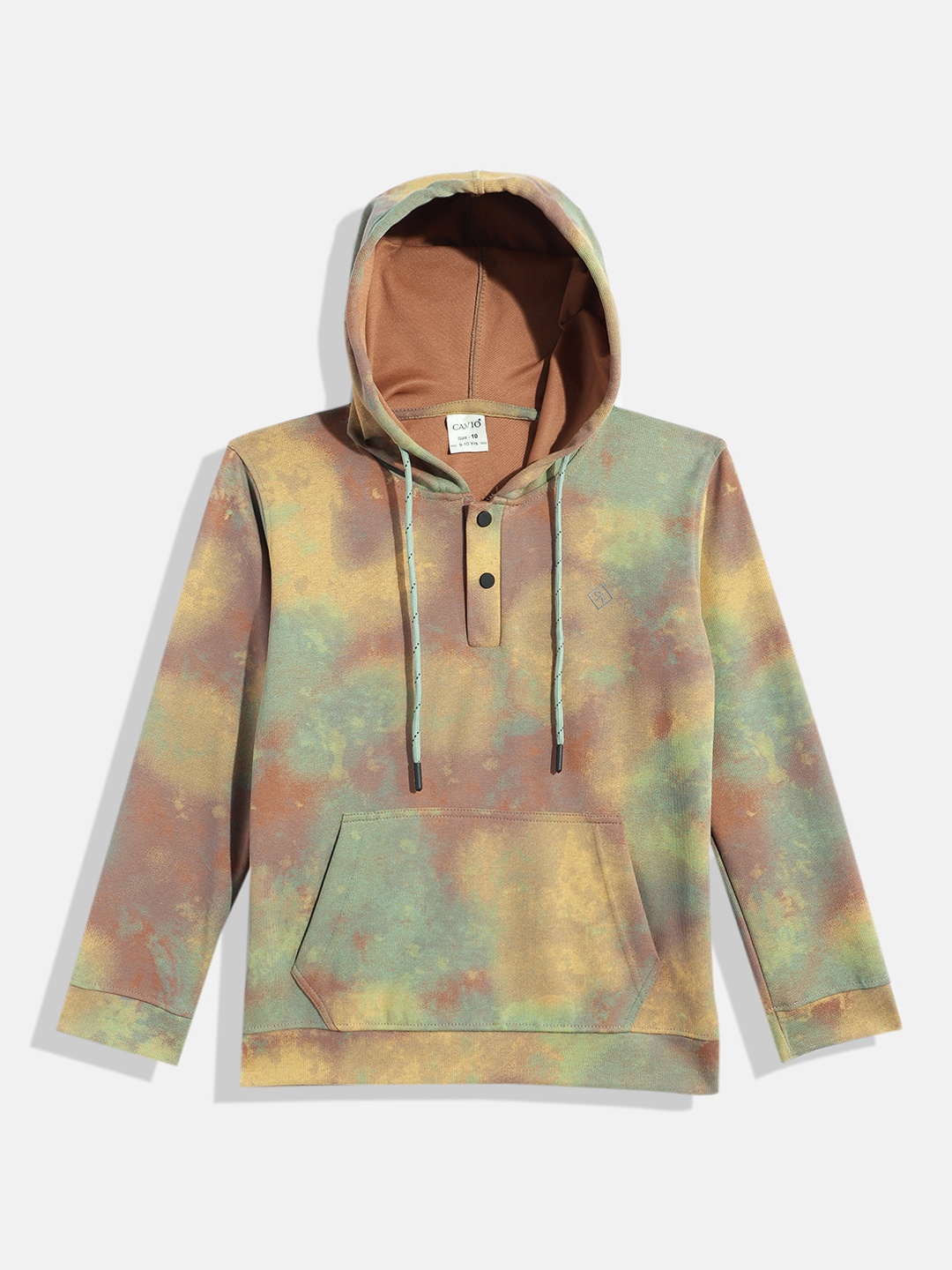 

CAVIO Boys Tie and Dye Printed Hooded Sweatshirt, Mustard
