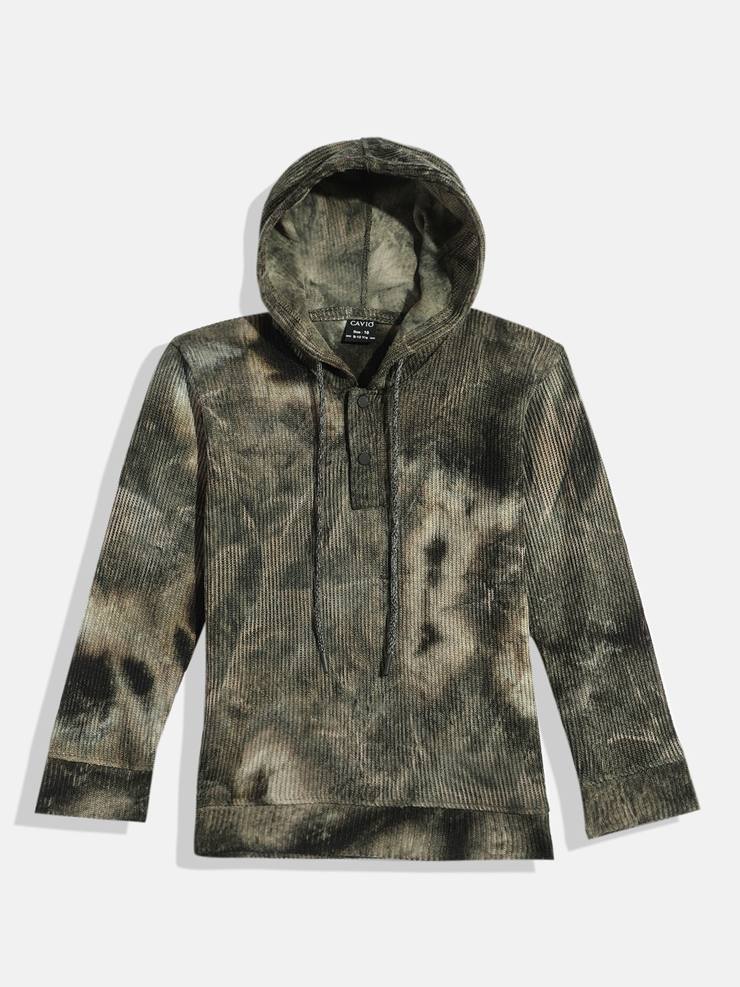 

CAVIO Boys Abstract Printed Hooded Sweatshirt, Green