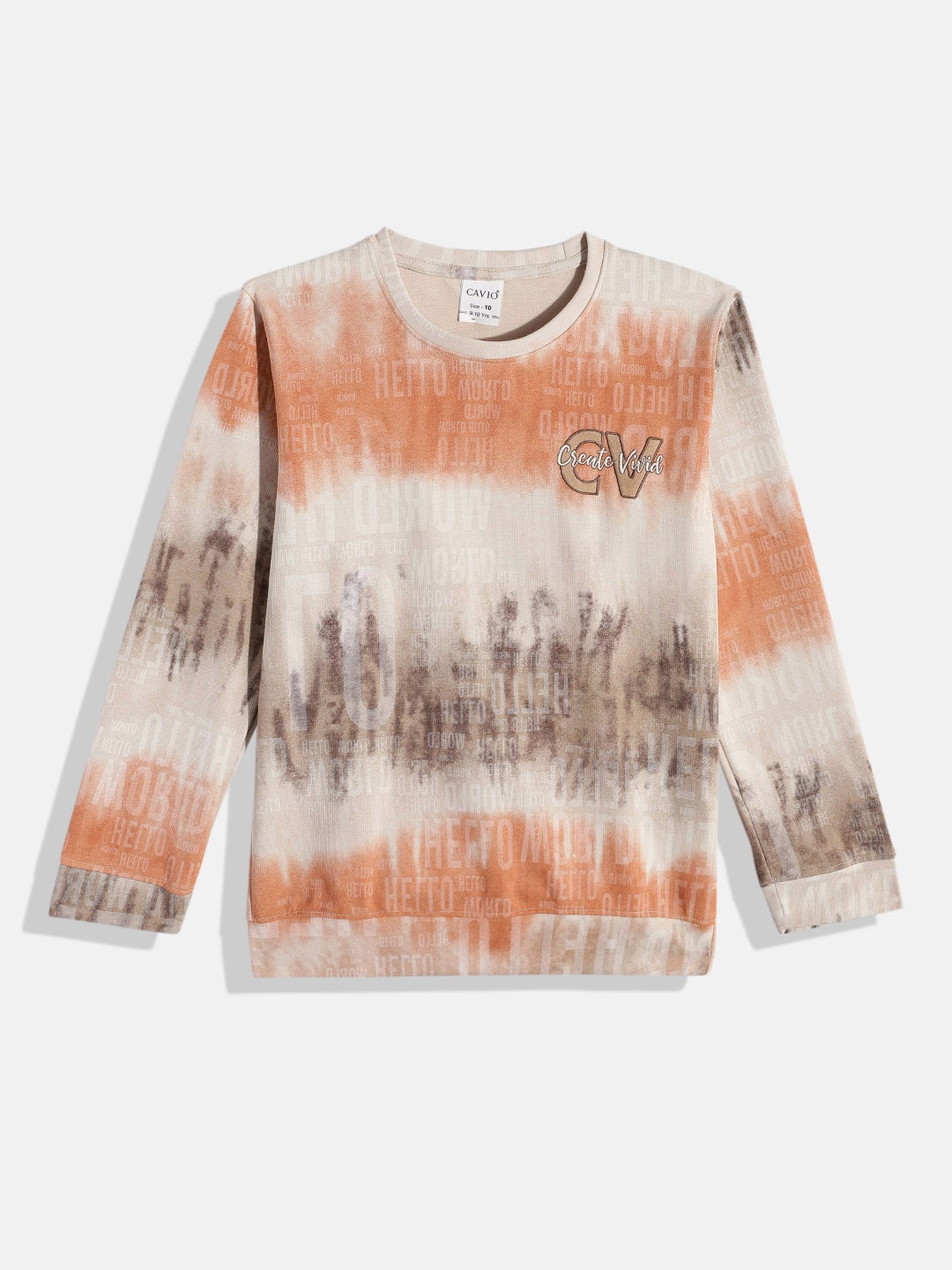 

CAVIO Boys Tie and Dye Printed Sweatshirt, Orange