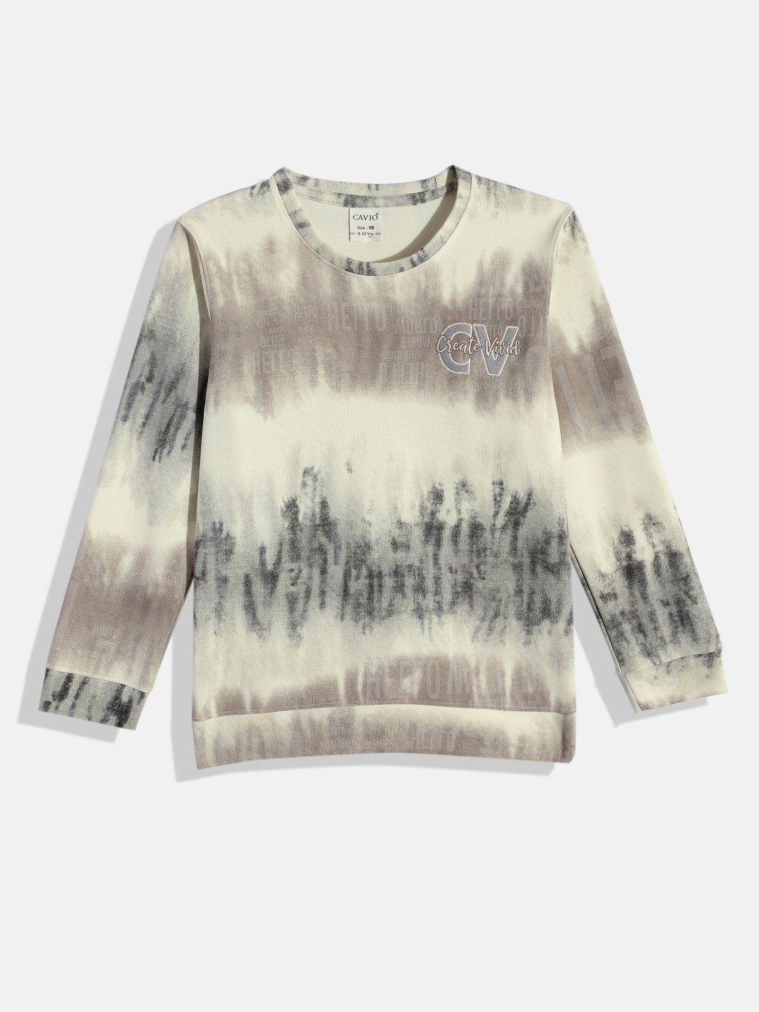 

CAVIO Boys Tie and Dye Printed Sweatshirt, Brown