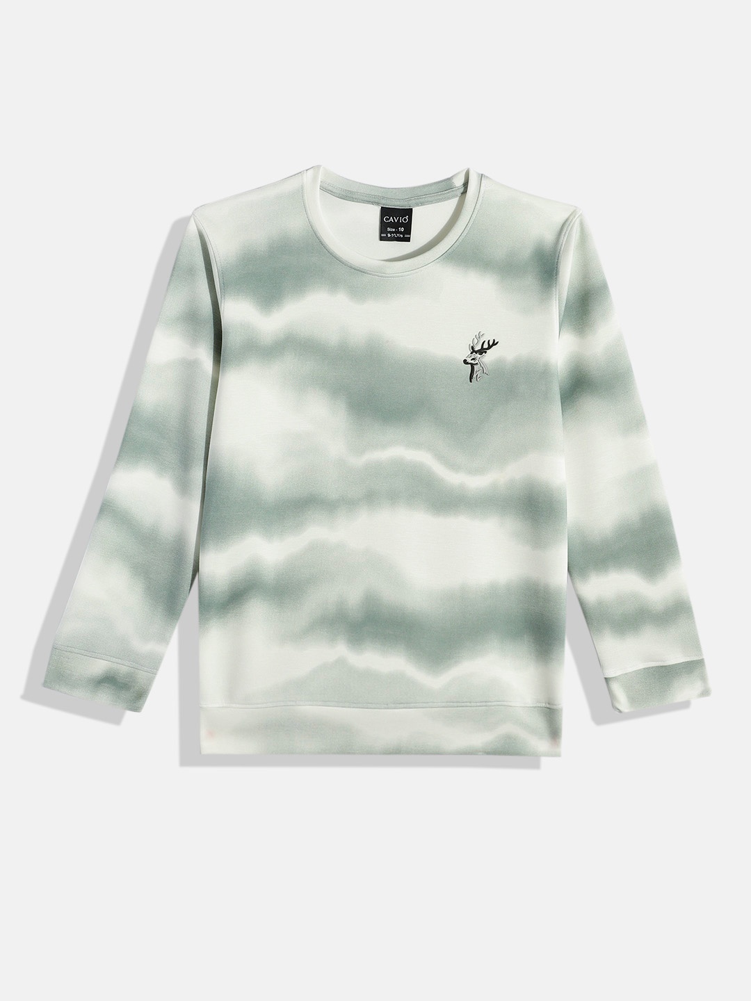 

CAVIO Boys Tie and Dye Printed Sweatshirt, Off white