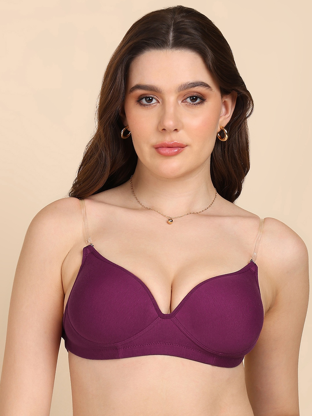 

DressBerry Transparent Back Heavy Padded Bra, Magenta