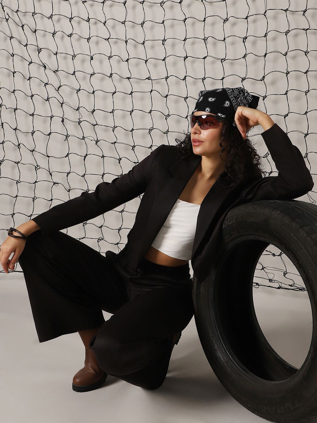 

Hubberholme Boxy-Fit Open Front Crop Blazer, Black