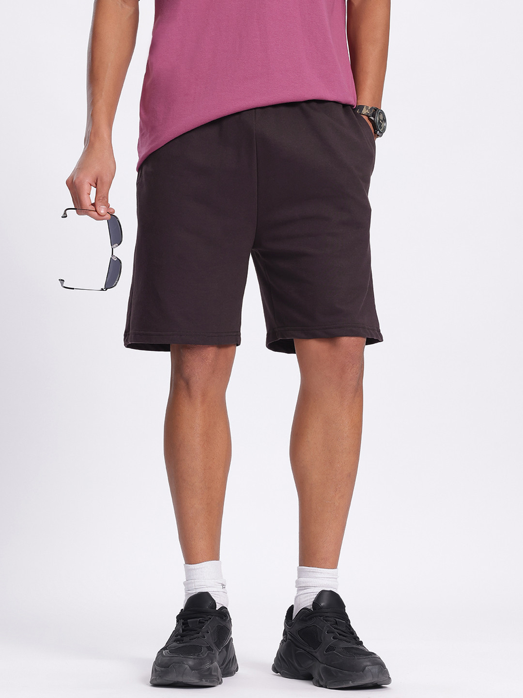 

glitchez Men Cozy Basics Knit Shorts, Brown