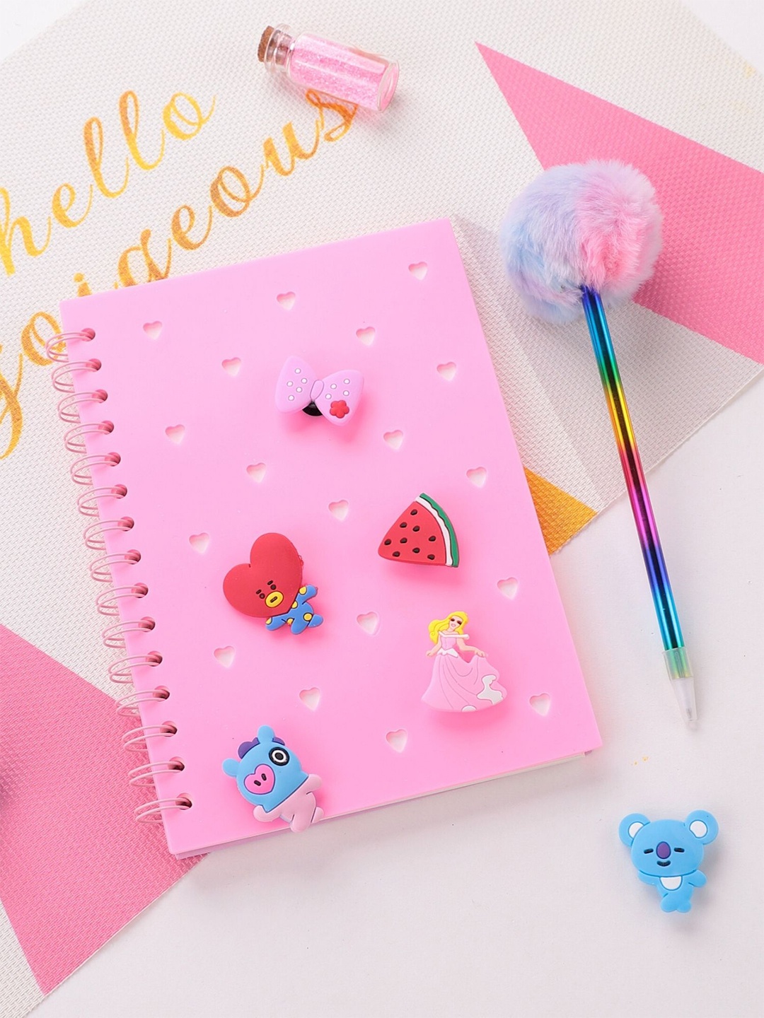 

Tinker Squad Pastel Pink Diary Notebook With Charms & Pen Stationery Gift Set