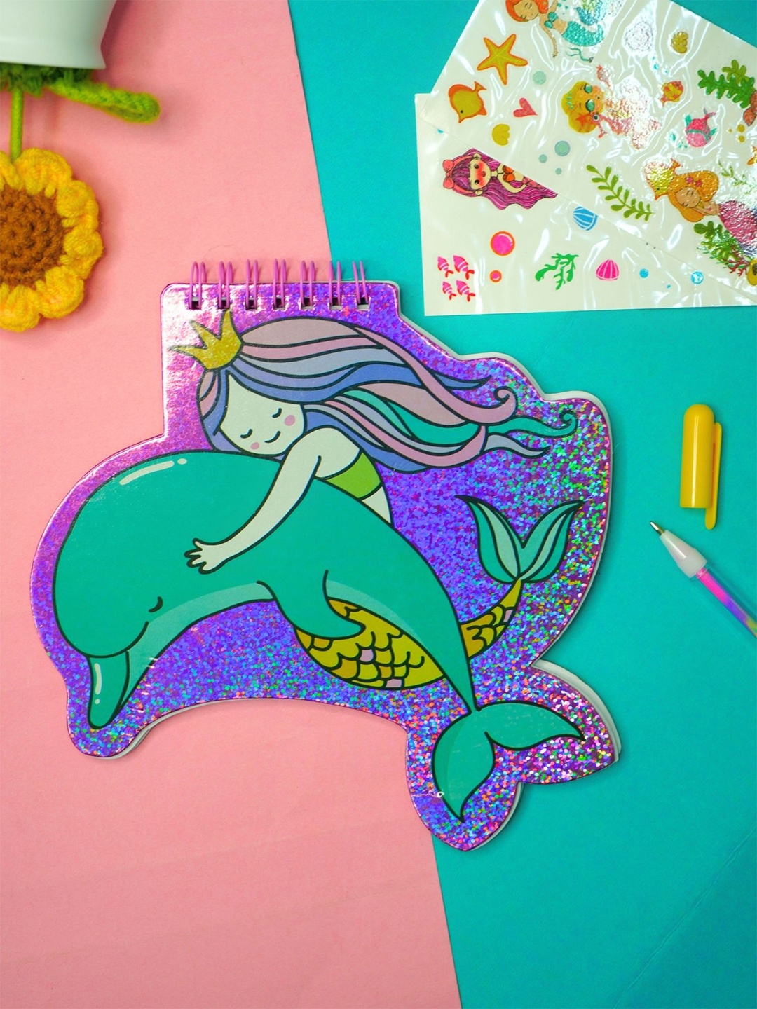 

Tinker Squad Kids Mermaid Shape Diary Set With Pen Stickers Stationery, Blue