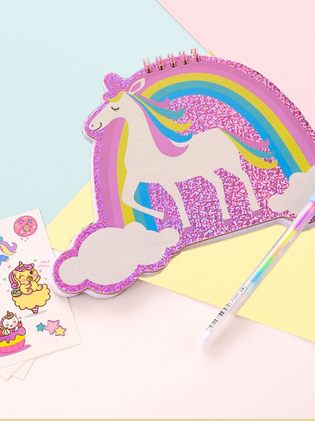 

Tinker Squad Unicorn Kids Diary Notebook Set with Pen Stickers Stationery, Blue