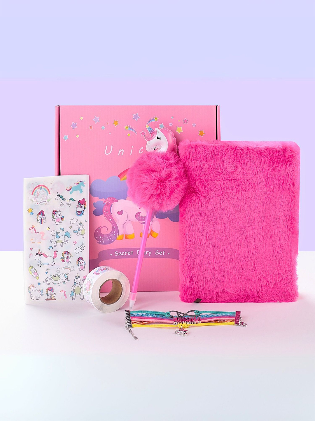 

Tinker Squad Pink Unicorn Diary Notebook Journal Gift Set with Bracelet Stationery Kit