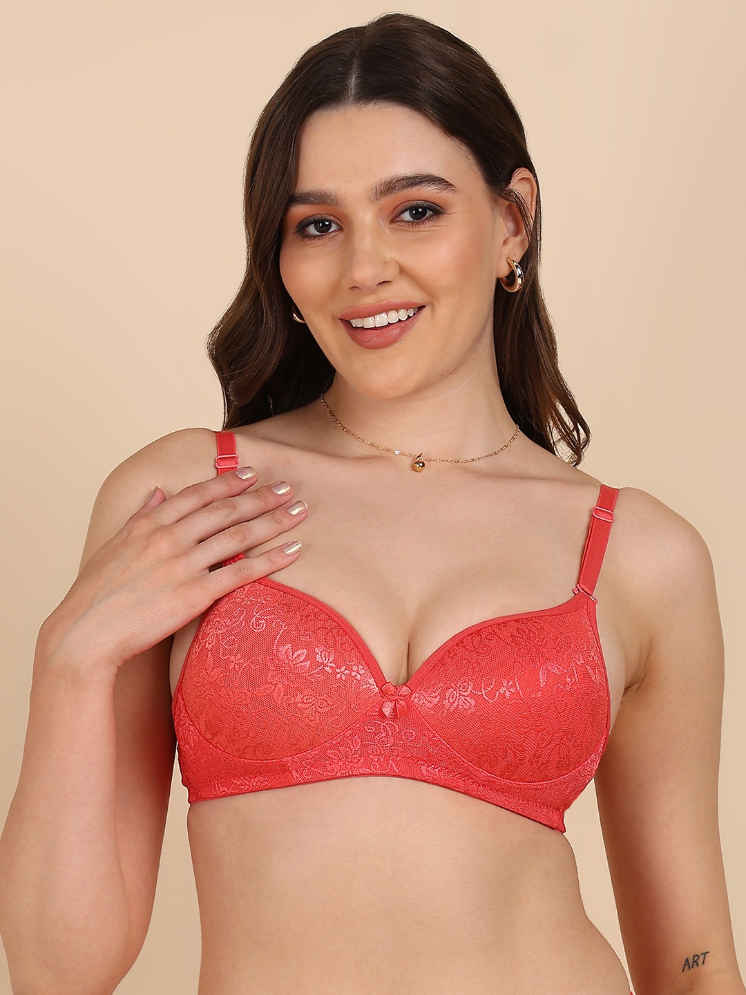 

DressBerry Lacey Panty and Bra Set, Orange
