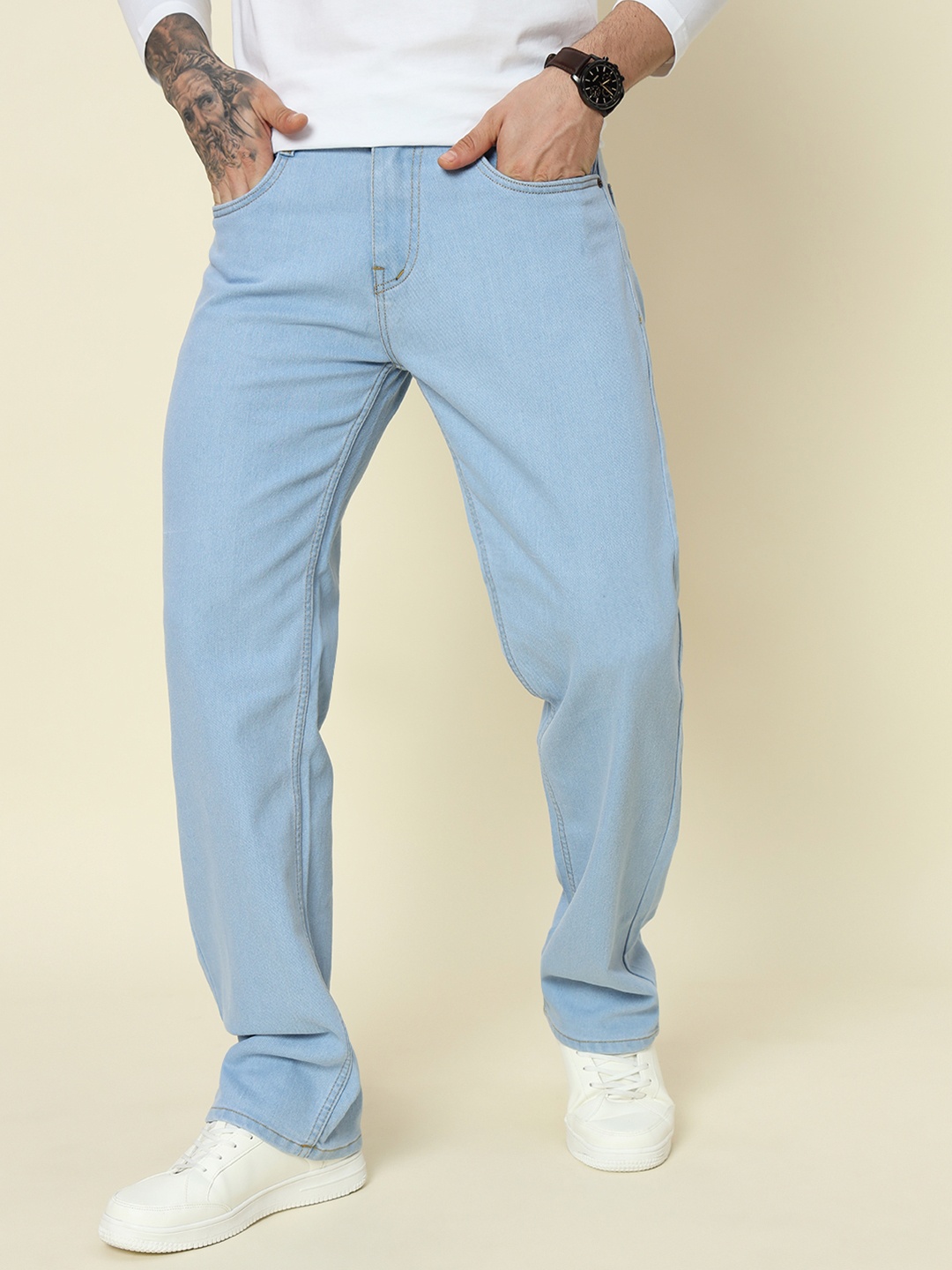 

DENIMLOOK Men Relaxed Fit Stretchable Jeans, Blue