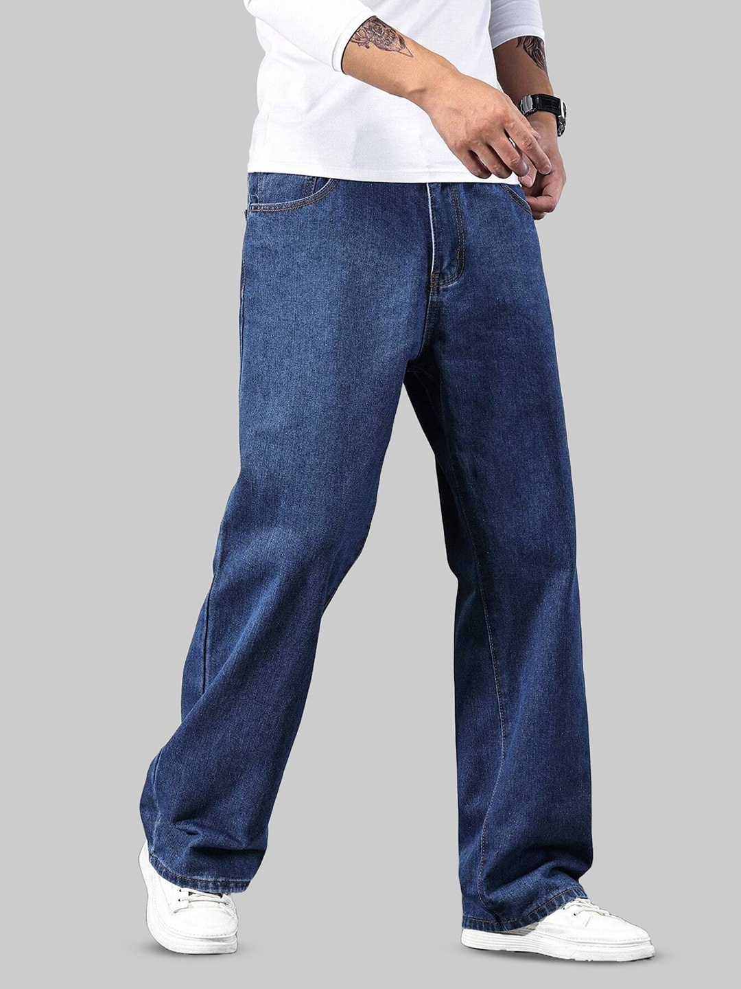 

DENIMLOOK Men Relaxed Fit Denim Baggy Stretchable Jeans, Blue