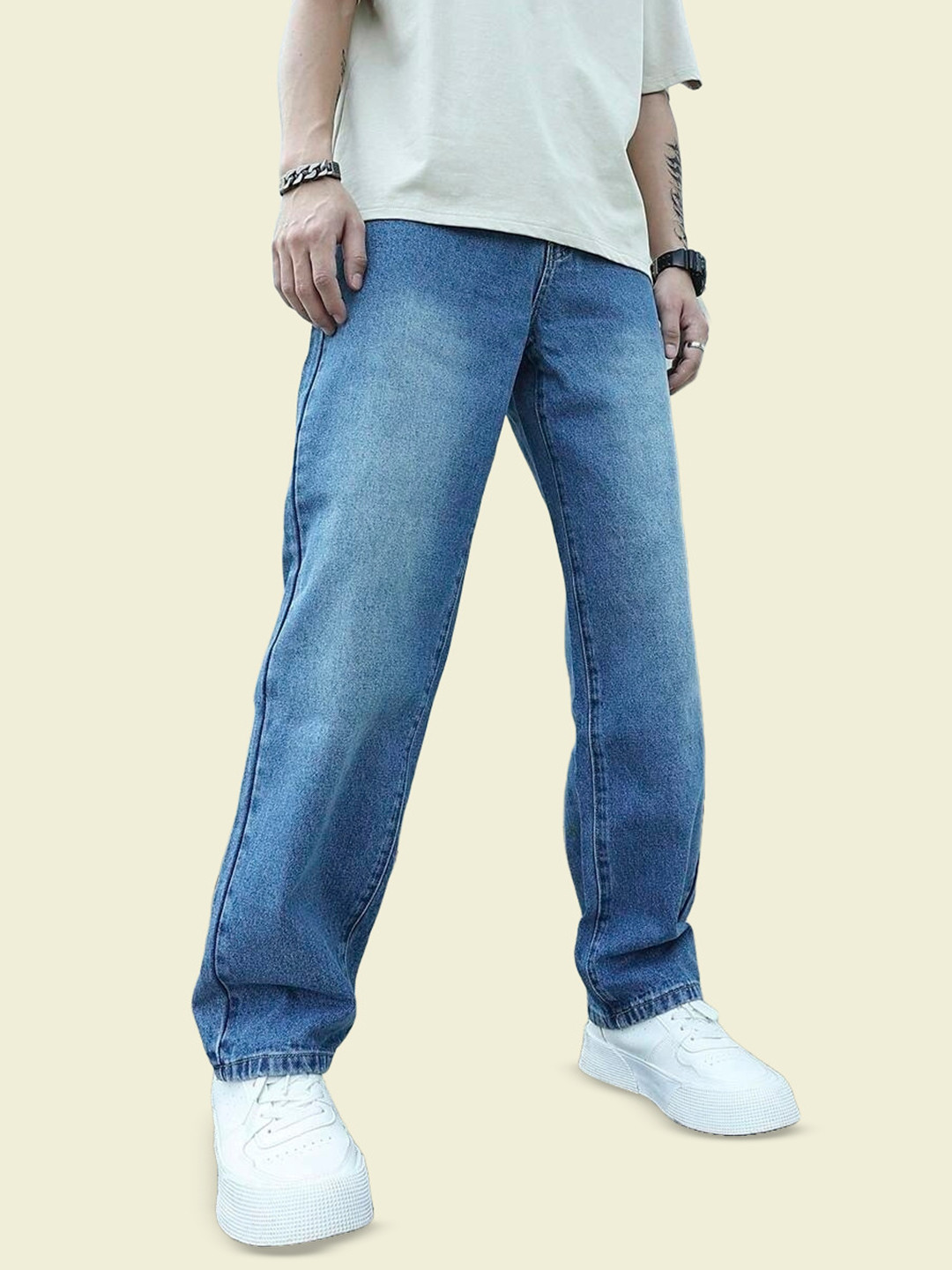 

DENIMLOOK Men Relaxed Fit Stretchable Jeans, Blue