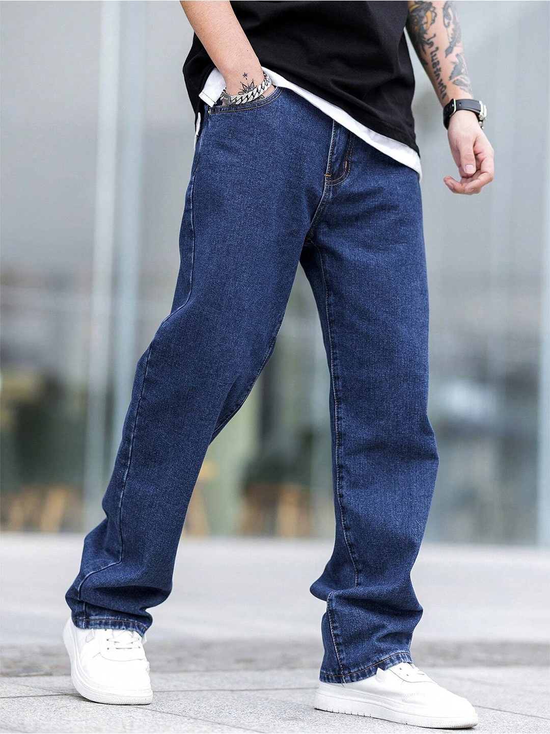 

DENIMLOOK Men Relaxed Fit Stretchable Jeans, Blue