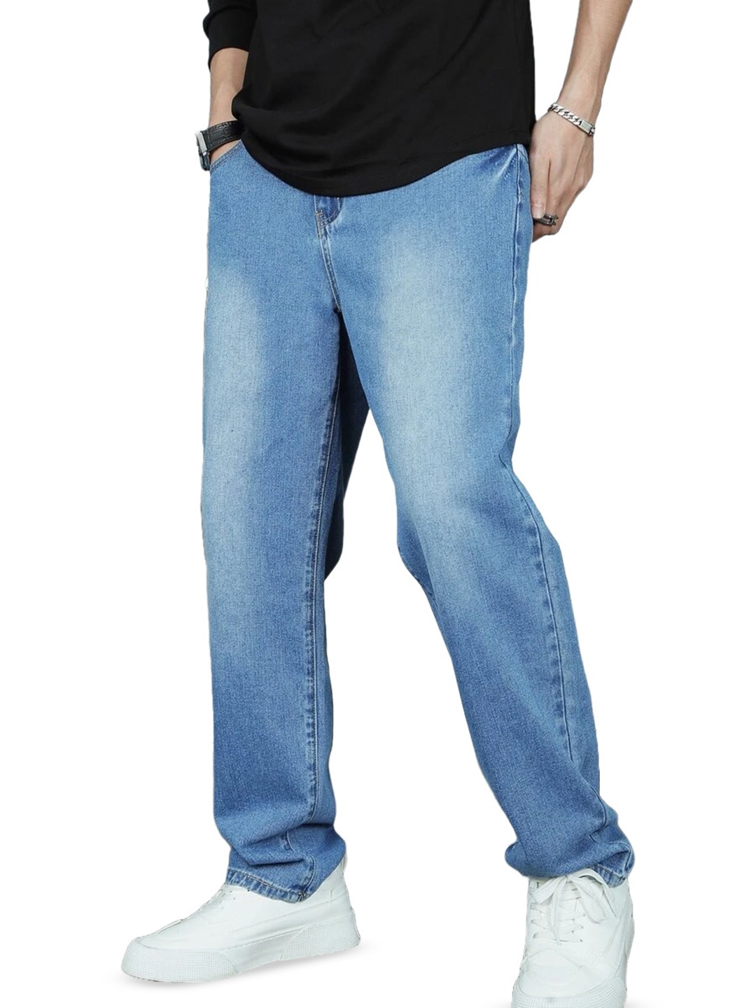 

DENIMLOOK Men Mid-Rise Relaxed Fit Stretchable Jeans, Blue