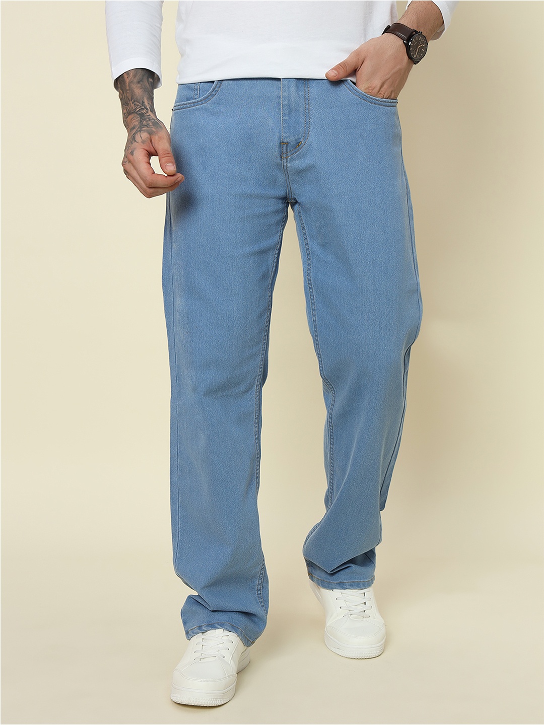 

DENIMLOOK Men Relaxed Fit Stretchable Jeans, Blue