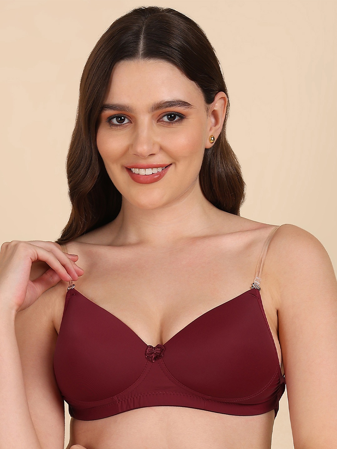 

DressBerry Transparent Back Lightly Padded Bra, Burgundy