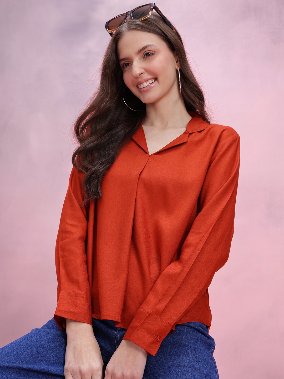 

DressBerry Shirt Style Top, Rust