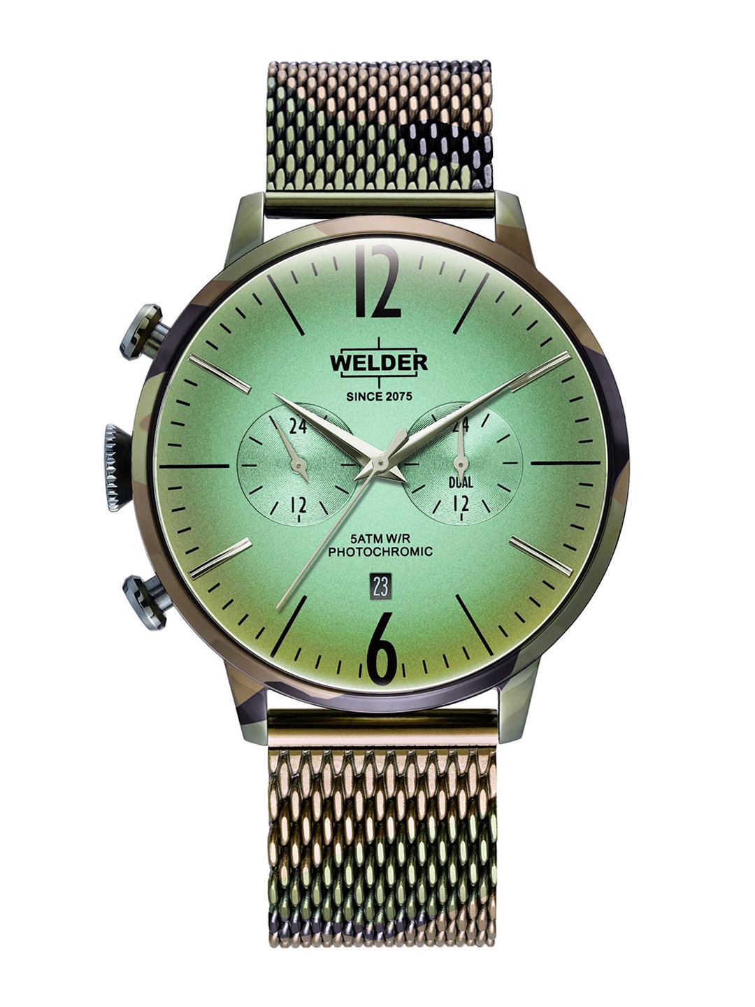 

WELDER Men Brass Dial & Stainless Steel Straps Analogue Multi Function Watch WWRC1016, Green