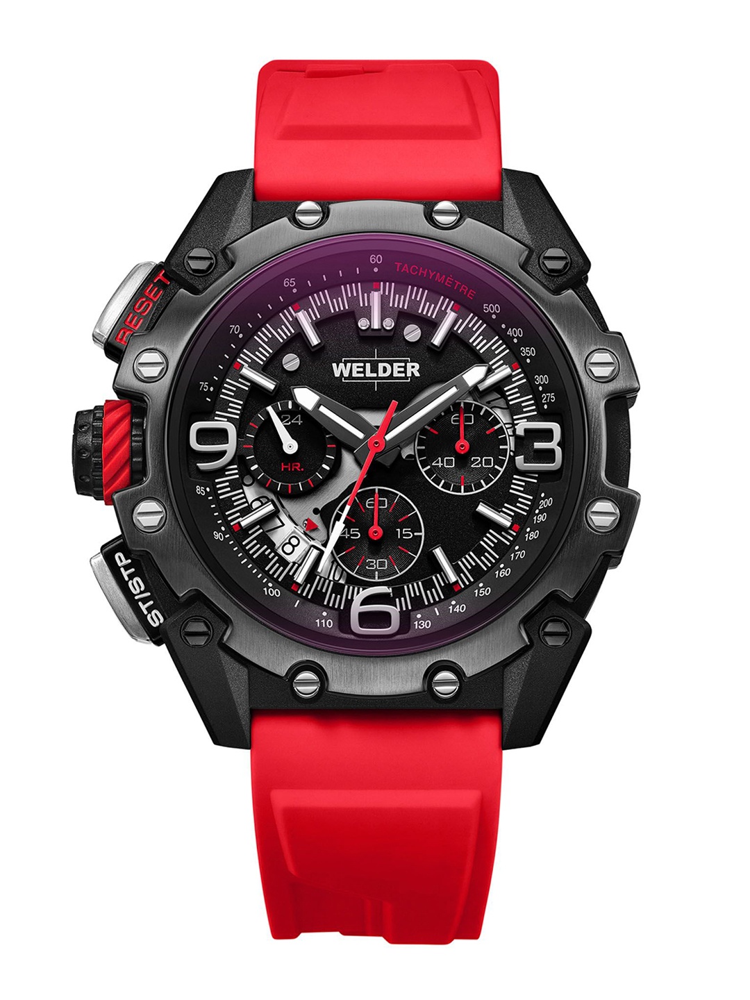 

WELDER Men Brass Dial & Straps Analogue Chronograph Watch WWRR1005, Black