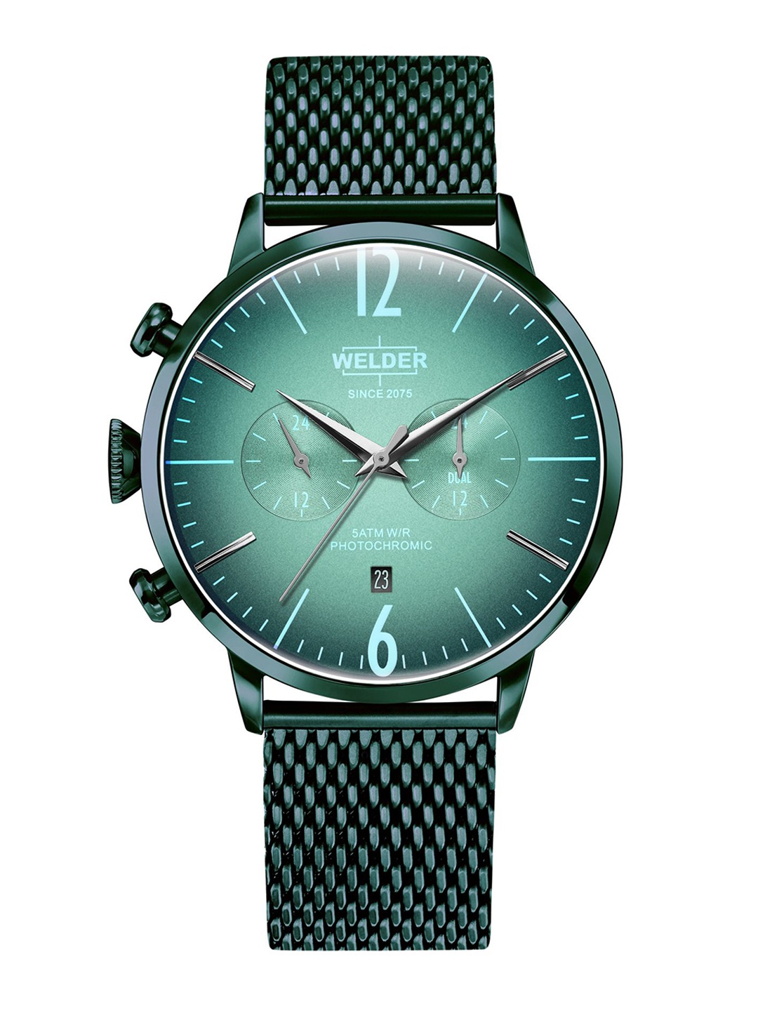 

WELDER Men Brass Dial & Stainless Steel Bracelet Style Straps Analogue Watch WWRC467, Teal
