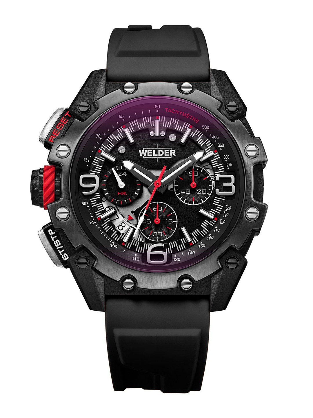 

WELDER Men Brass Dial & Straps Analogue Chronograph Watch WWRR1004, Black