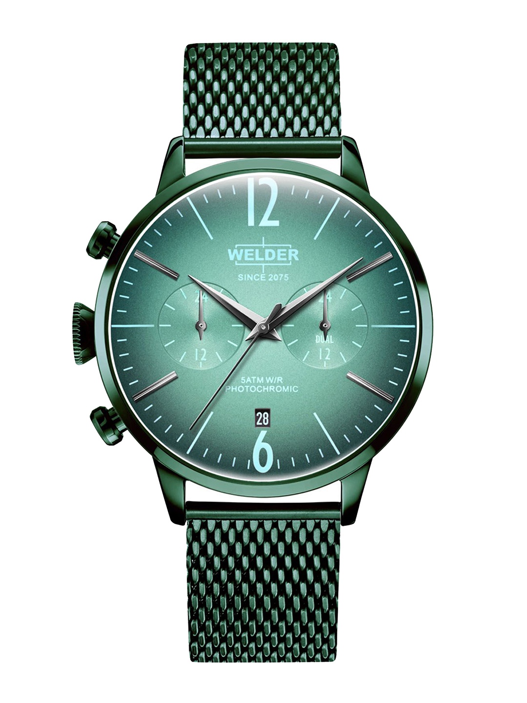 

WELDER Men Brass Dial & Stainless Steel Bracelet Style Straps Analogue Watch WWRC835, Green