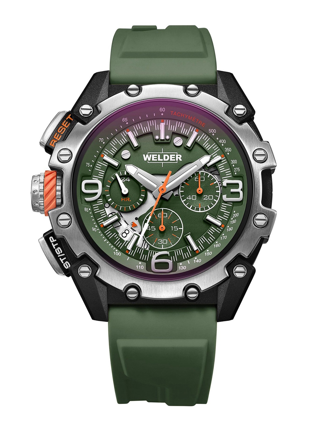 

WELDER Men Brass Dial & Straps Analogue Chronograph Watch WWRR1007, Green