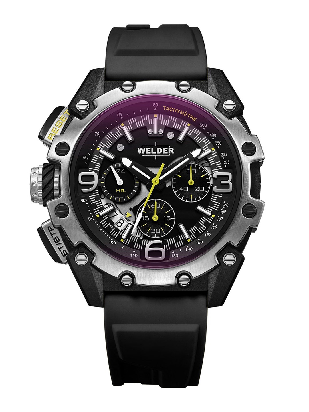 

WELDER Men Brass Dial & Straps Analogue Chronograph Watch WWRR1000, Black