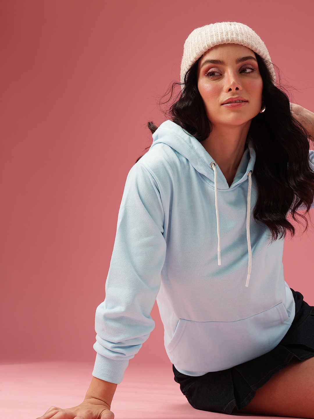 

DressBerry Solid Hooded Sweatshirt, Blue