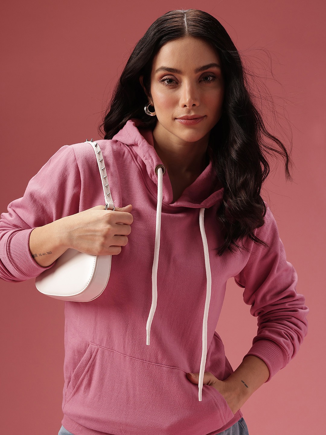 

DressBerry Solid Hooded Sweatshirt, Pink