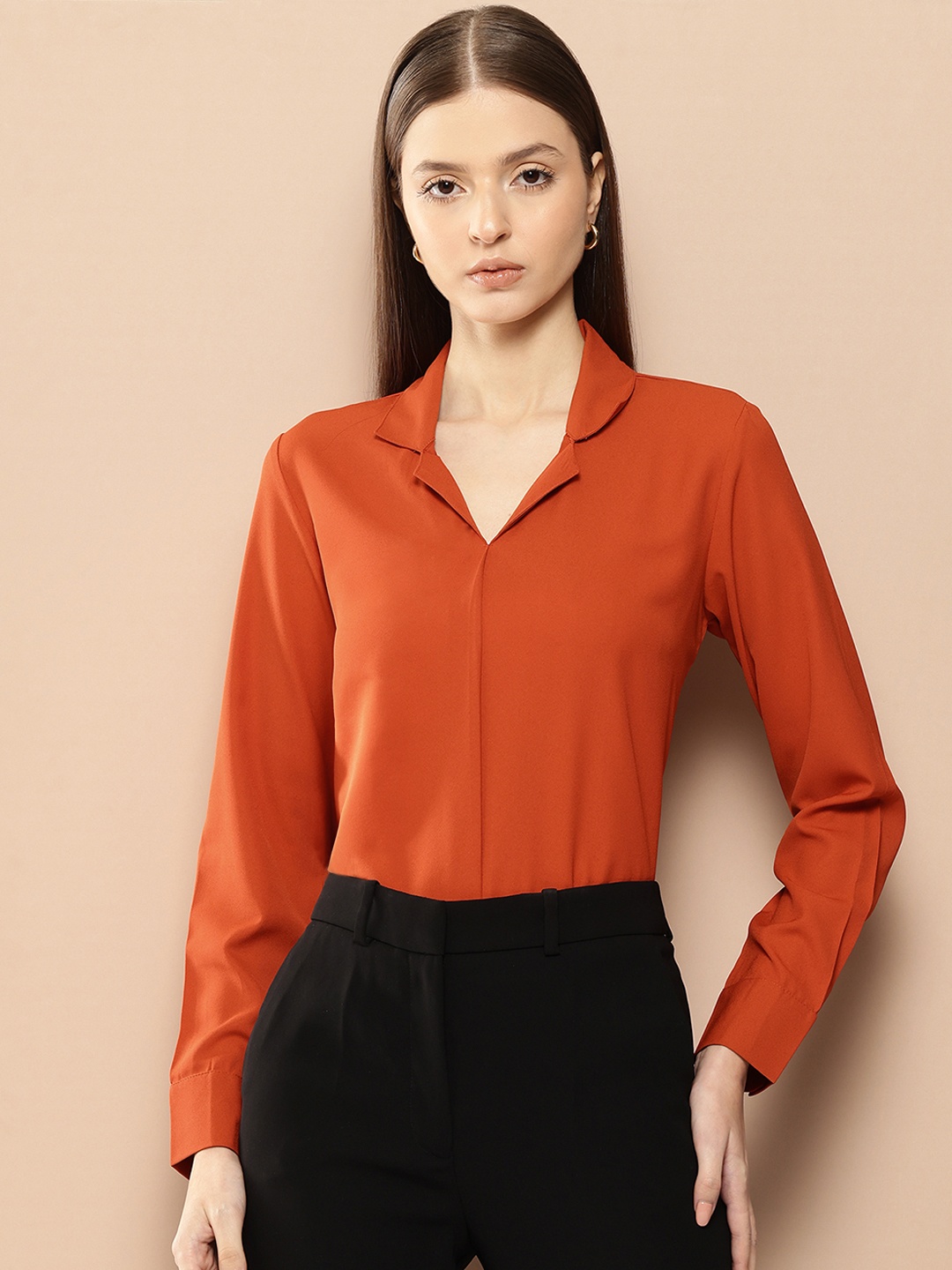 

her by invictus Shirt Style Formal Top, Rust