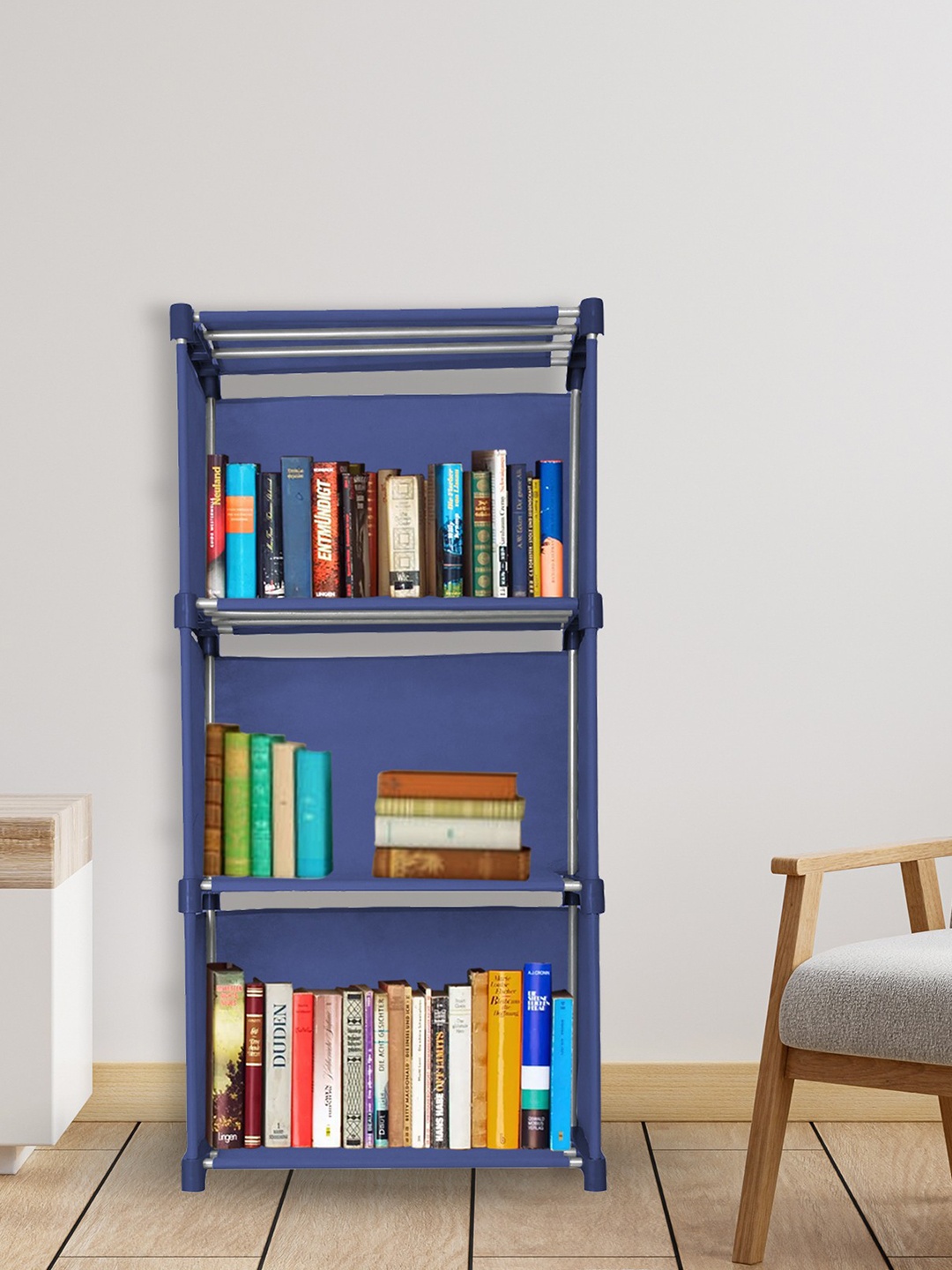 

Decent Hut Navy Blue 4 Tier Metal Open Storage Book Shelf