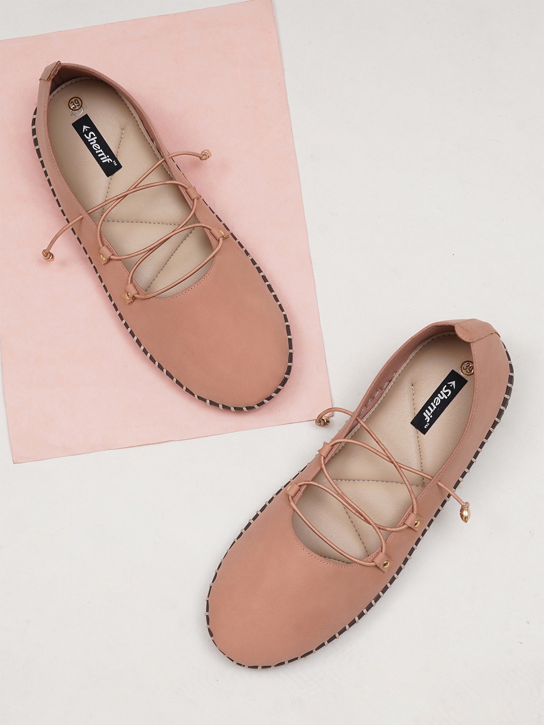 

Sherrif Shoes Women Round Toe Ballerinas, Peach