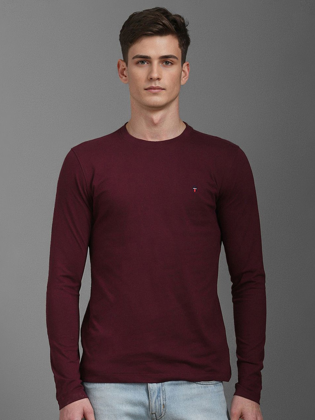 

Louis Philippe Jeans Men Slim Fit T-shirt, Maroon