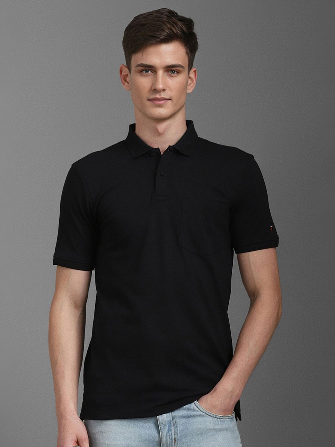 

Louis Philippe Sport Men Polo Collar Pockets Slim Fit T-shirt, Black