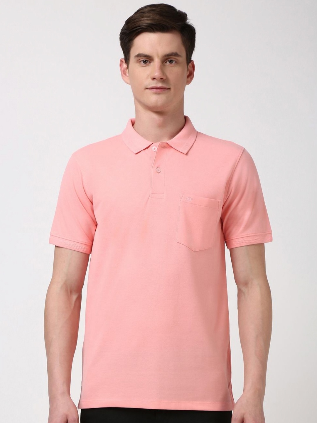 

Peter England Men Polo Collar Pockets T-shirt, Pink