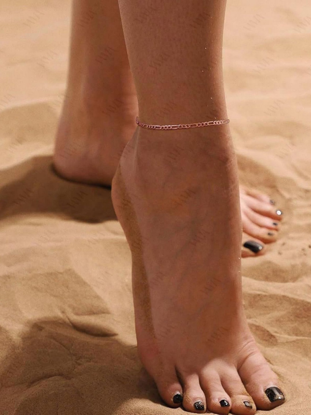 

VAMA Rose Gold Plated Layered Chain Anklet Bracelet Jewellery Ankle Anklets