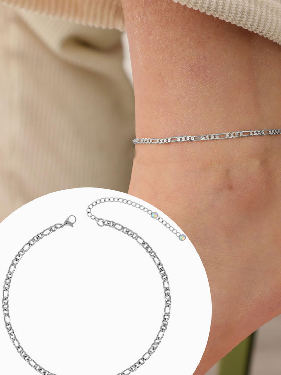 

VAMA Silver Plated Layered Chain Anklet Bracelet Jewellery Ankle Anklets