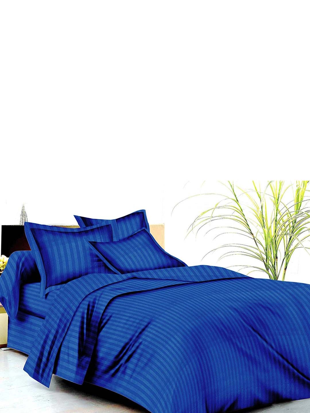

Trance Home Linen Blue & White 2 Pieces Striped Microfiber Single Bed Duvet & Cover
