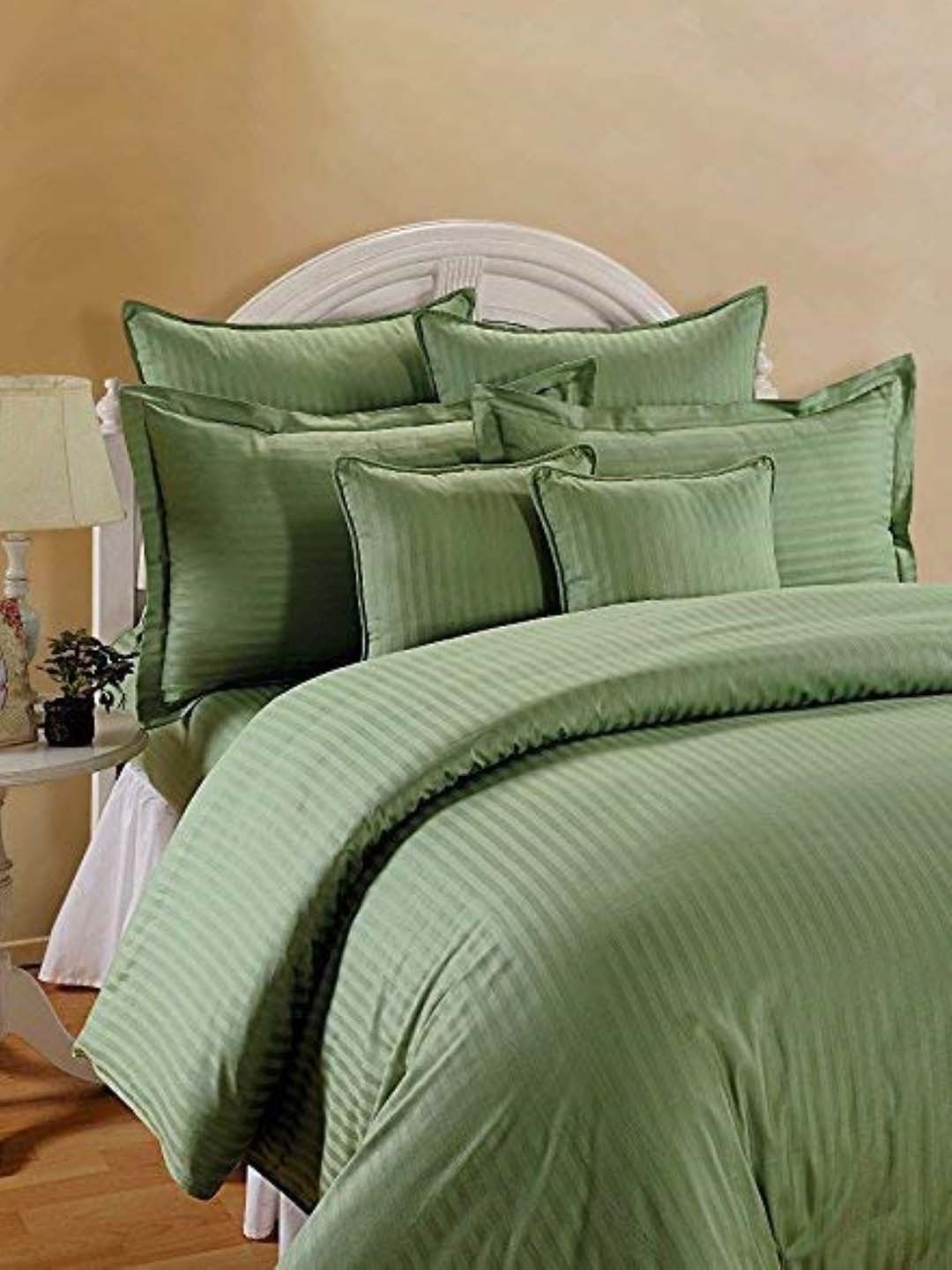 

Trance Home Linen Green Set of 2 Striped Microfiber Single Bed Duvet- 1.4 m x 2.2 m