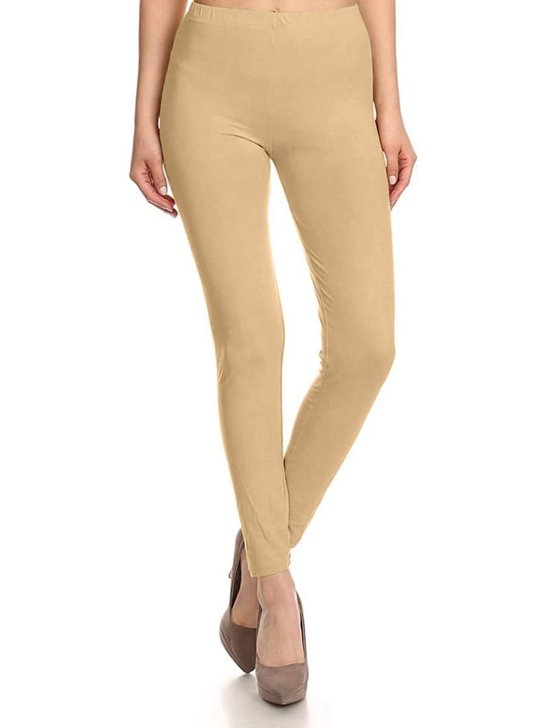 

Jaanvi Women Slim Fit Cotton Ankle Length Leggings, Nude