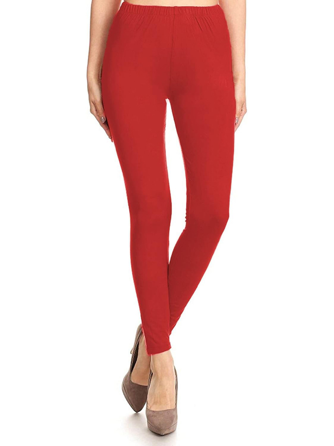 

Jaanvi Women Mid-Rise Ankle-Length Leggings, Red